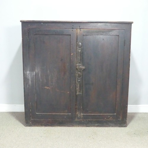 722 - A 19th century stained pine Cupboard, raised on plinth base, W 124.5 cm x H 124 cm x D 35.5 cm.... 