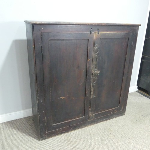 722 - A 19th century stained pine Cupboard, raised on plinth base, W 124.5 cm x H 124 cm x D 35.5 cm.... 