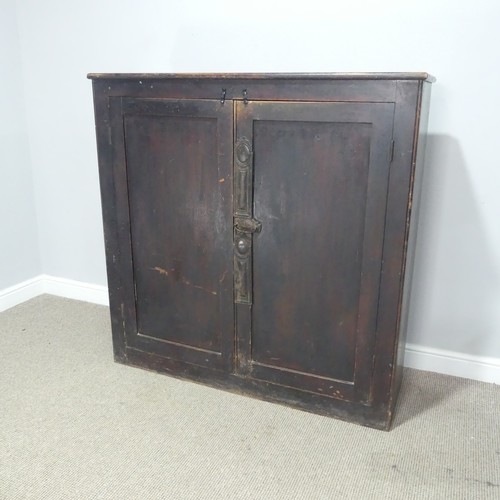 722 - A 19th century stained pine Cupboard, raised on plinth base, W 124.5 cm x H 124 cm x D 35.5 cm.... 