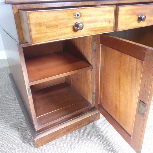 592 - A 19th century mahogany pedestal partners Desk, the large top inset with green gilt-tooled leather w... 