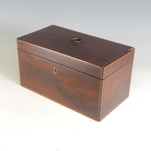 675 - A 19th century mahogany Tea Caddy, with walnut stringing, the interior complete with separate lidded... 