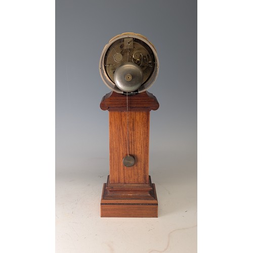 709 - A late 19th century French inlaid satinwood mantel Clock Thermometer, the 3 1/2'' silvered dial with... 