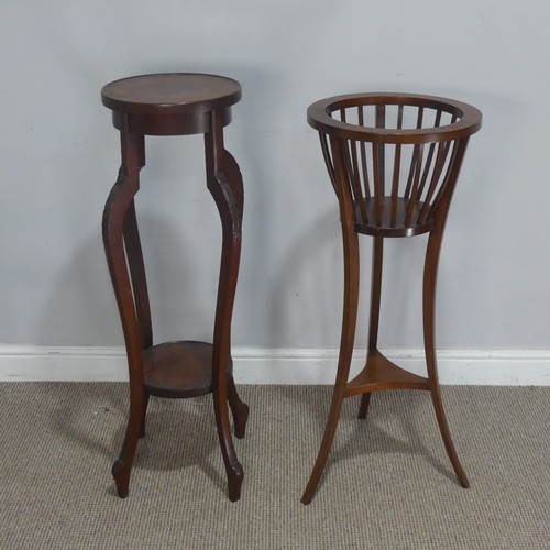 757 - A 20th century mahogany plant Stand, W 29 cm x H 95 cm x D 29 cm, together with a reproduction Georg... 