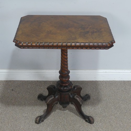 758 - A late 19th century burr walnut occasional/wine Table, the rectangular top with moulded and carved f... 