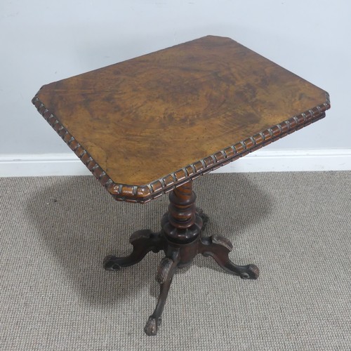 758 - A late 19th century burr walnut occasional/wine Table, the rectangular top with moulded and carved f... 