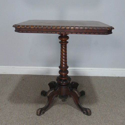 758 - A late 19th century burr walnut occasional/wine Table, the rectangular top with moulded and carved f... 