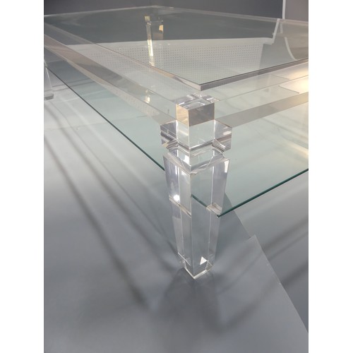 608 - An Italian Lucite and glass topped coffee Table, c.1970, by Fabian Art, Rome, with glass shelf under... 