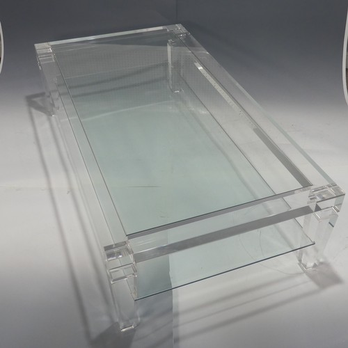 608 - An Italian Lucite and glass topped coffee Table, c.1970, by Fabian Art, Rome, with glass shelf under... 