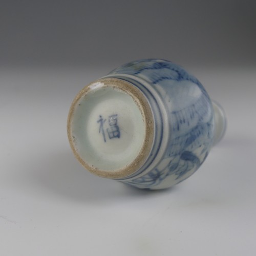 106 - A Chinese celadon porcelain Snuff Bottle, of shouldered baluster form, decorated with koi karp and f... 