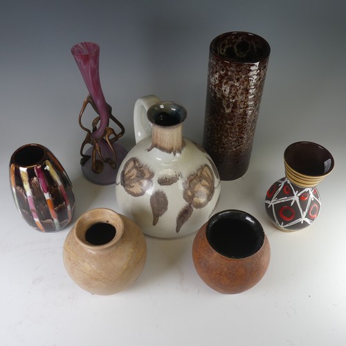 15 - A small quantity of West German Pottery, to include an interesting ovoid Vase with alternating dashe... 