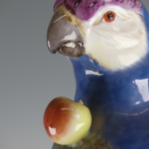 17 - A Meissen porcelain figure of a Parrot, perched on branch surrounded by Cherries, Mushrooms and Stra... 