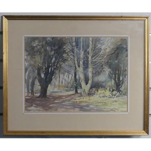 151 - Ley Kenyon (1913-1990), Sunshine and Shadow, watercolour, signed, 27cm x 36cm, framed  and glazed, t... 