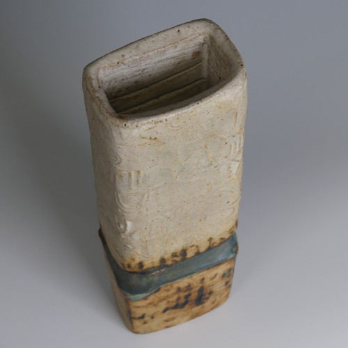 33 - Alan Wallwork (1931 - 2019) a studio pottery Totem Vase, of waisted form with hieroglyph type decora... 