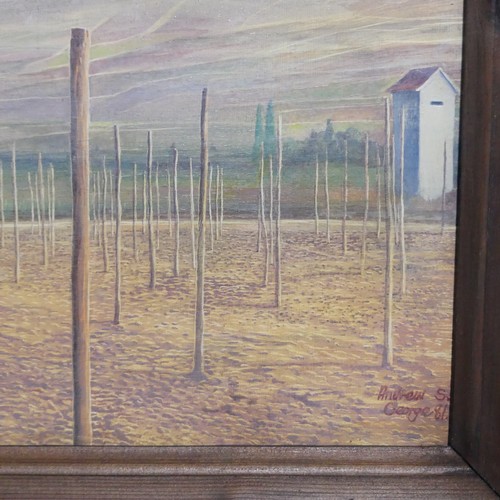 160 - Andrew Scott George (British, b.1952), 'Alsace Vineyard', tempera on board, signed and dated '81, 60... 