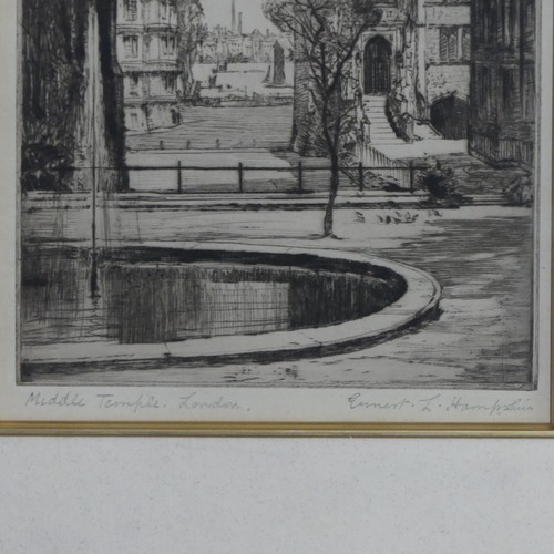 172 - Ernest Llewellyn Hampshire (British, 1882-1944), Middle Temple, London, etching, signed in pencil, i... 