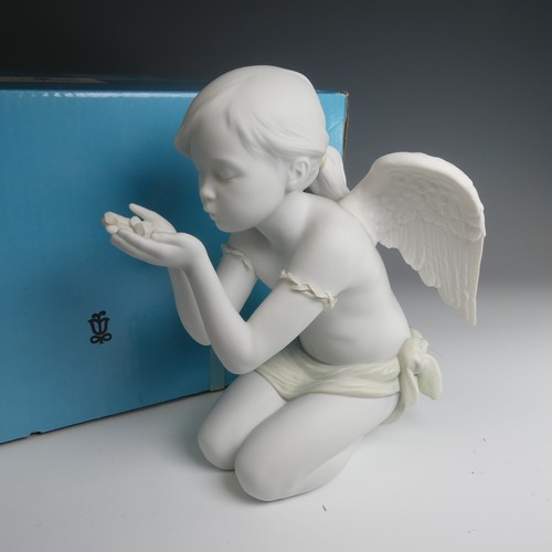 43 - A Lladro figure of 'A Fantasy Breath', modelled as an angel girl blowing flower petals, H 25cm. Boxe... 