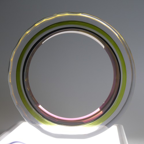 45 - Graeme Hawes (British contemporary) a 'Chestnut Slice' studio glass Sculpture, of circular form with... 