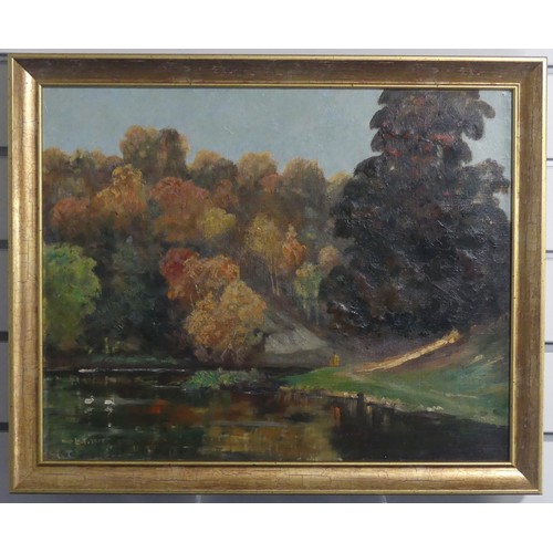 178 - William F Longstaff, (Australian 1879-1953), Swanbourne Lake, oil on canvas, signed lower left 'W F ... 