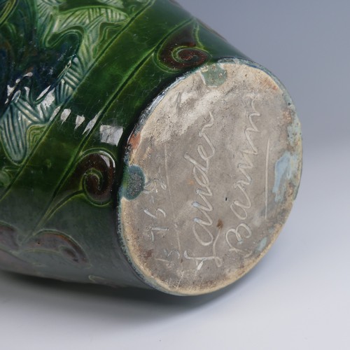 75 - Alexander Lauder, Barum Pottery twin-handled Vase, of large proportions, decorated in dark green gro... 