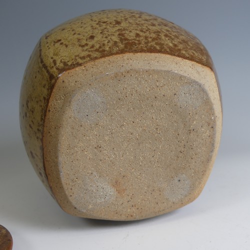 82 - Richard Batterham (1936 - 2021) a studio pottery stoneware Caddy, decorated in ash glaze, faceted fo... 