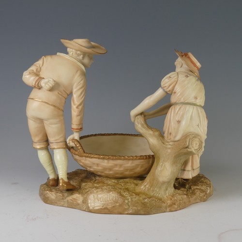 83 - A Royal Worcester figural Centrepiece, modelled by James Hadley, signed on the base, modelled as a y... 