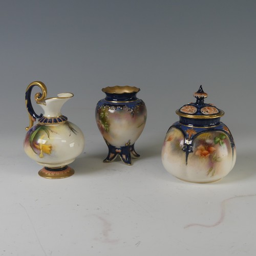 87 - Hadley’s Worcester: three small pieces, including a jug, 209A/101.49, painted with daffodils, 11cm h... 