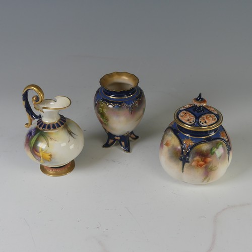 87 - Hadley’s Worcester: three small pieces, including a jug, 209A/101.49, painted with daffodils, 11cm h... 