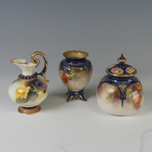 87 - Hadley’s Worcester: three small pieces, including a jug, 209A/101.49, painted with daffodils, 11cm h... 