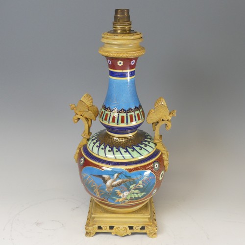 505 - An Aesthetic Movement Table Lamp, probably by Elkington & Co., circa 1880, with painted gilt met... 