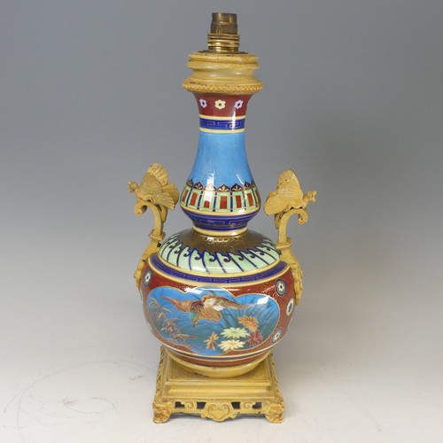 505 - An Aesthetic Movement Table Lamp, probably by Elkington & Co., circa 1880, with painted gilt met... 