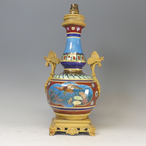 505 - An Aesthetic Movement Table Lamp, probably by Elkington & Co., circa 1880, with painted gilt met... 