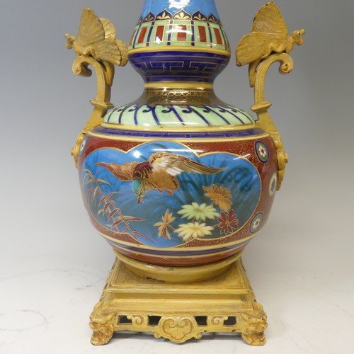 505 - An Aesthetic Movement Table Lamp, probably by Elkington & Co., circa 1880, with painted gilt met... 