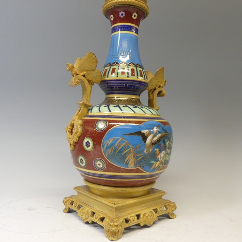 505 - An Aesthetic Movement Table Lamp, probably by Elkington & Co., circa 1880, with painted gilt met... 