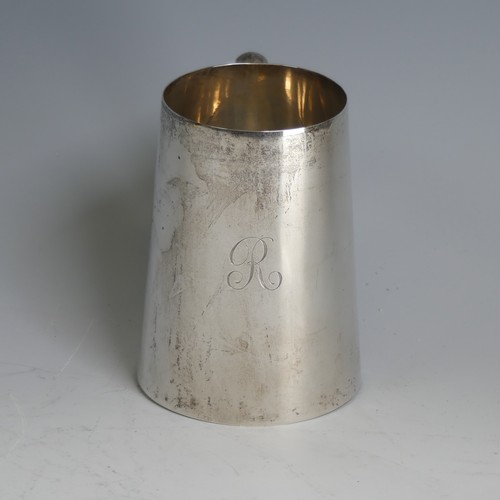 5 - A George V silver Pint Mug, by Kemp Brothers, hallmarked London 1935, of plain conical form with C h... 