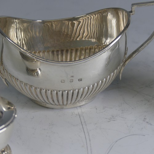 23 - A late Victorian silver Sugar Bowl, by William Thorneywork, hallmarked Birmingham 1899, oval with de... 