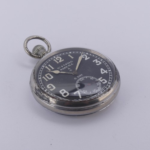  A WW1 period military issue Pocket Watch, probably Air Board / Ministry, c. 1917/8, the black enamel... 