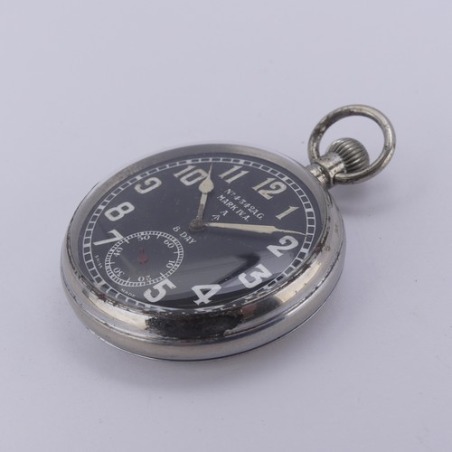  A WW1 period military issue Pocket Watch, probably Air Board / Ministry, c. 1917/8, the black enamel... 