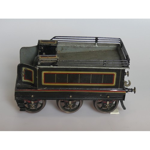  Rare Schoenner gauge 3, live steam, Black Prince 4-4-0 locomotive and six wheel tender, circa 1905, ... 