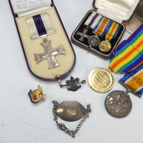  A WW1 Military Cross Group of Three, awarded to Lieutenant Samuel Mayoh, The Loyal North Lancashire ... 