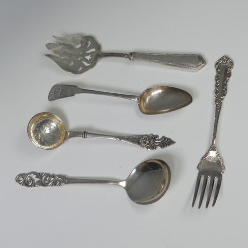 56 - A Norwegian silver (830 grade) sifter Spoon, by H. Moller, Trondheim, 19cm long, together with a Nor... 