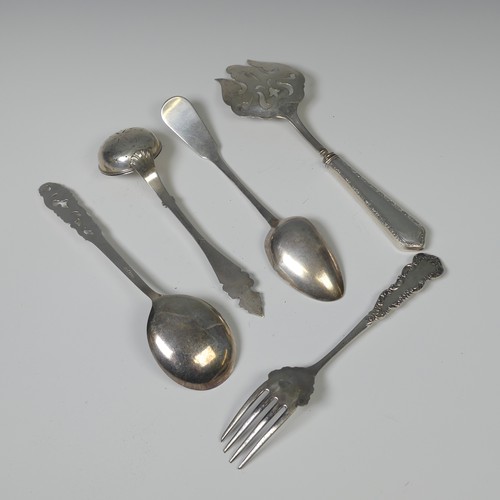 56 - A Norwegian silver (830 grade) sifter Spoon, by H. Moller, Trondheim, 19cm long, together with a Nor... 