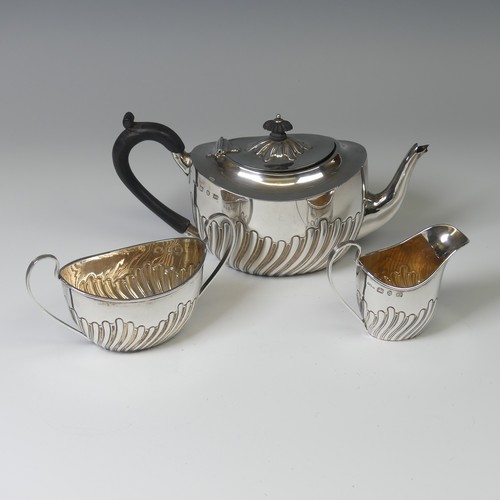 58 - A Victorian silver three piece Tea Set, by Plante & Co., hallmarked Birmingham 1894, of oval for... 