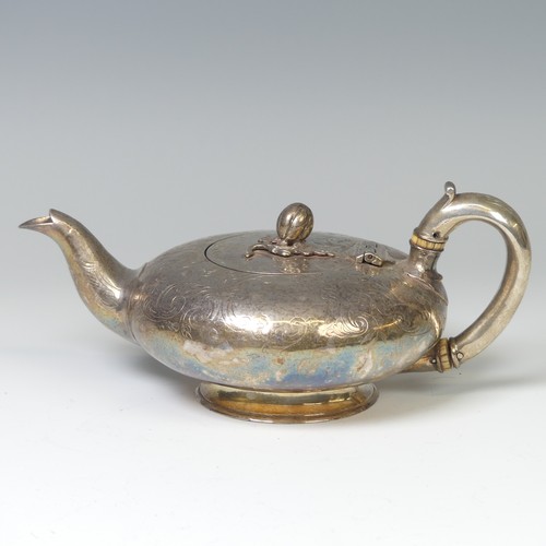 44 - An early Victorian silver Teapot, by Richard Pearce & George Burrows, hallmarked London 1845, of... 