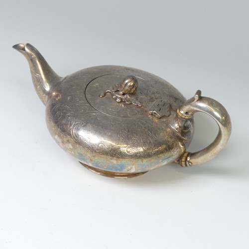 44 - An early Victorian silver Teapot, by Richard Pearce & George Burrows, hallmarked London 1845, of... 