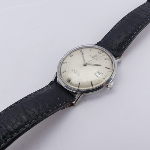 134 - A vintage Buren Automatic Slender Wristwatch,  the silvered dial with date aperture at 3o'clock, wit... 