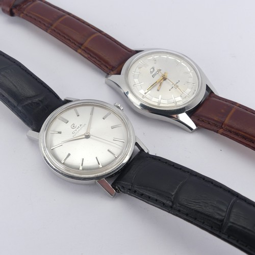 135 - A vintage Cyma automatic 'Autorotor' Wristwatch, 34mm diameter, on replacement black leather strap, ... 