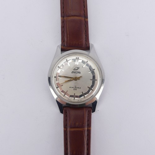 135 - A vintage Cyma automatic 'Autorotor' Wristwatch, 34mm diameter, on replacement black leather strap, ... 