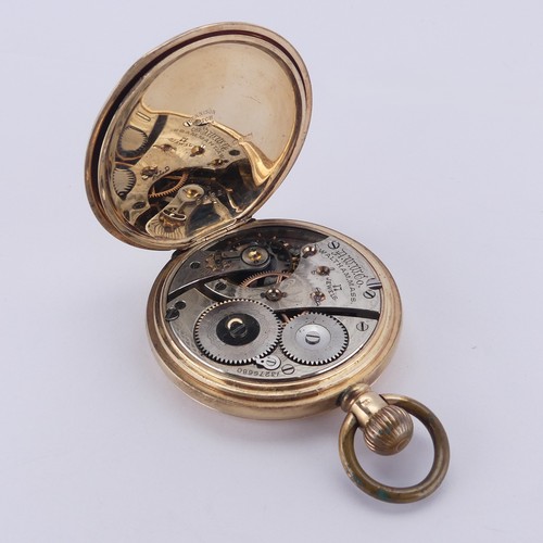 137 - A 9ct rose gold hunter cased Pocket Watch, the white enamel dial with Roman numerals and subsidiary ... 