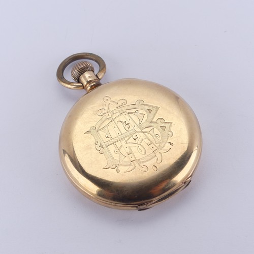 137 - A 9ct rose gold hunter cased Pocket Watch, the white enamel dial with Roman numerals and subsidiary ... 