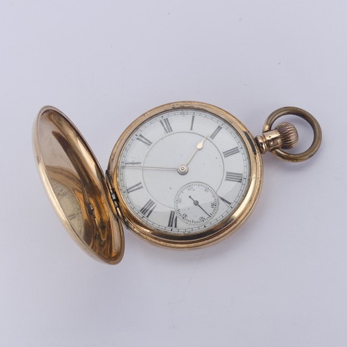 137 - A 9ct rose gold hunter cased Pocket Watch, the white enamel dial with Roman numerals and subsidiary ... 